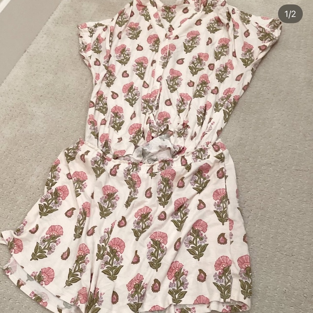 Soma Pink and Green Floral Pajama Set